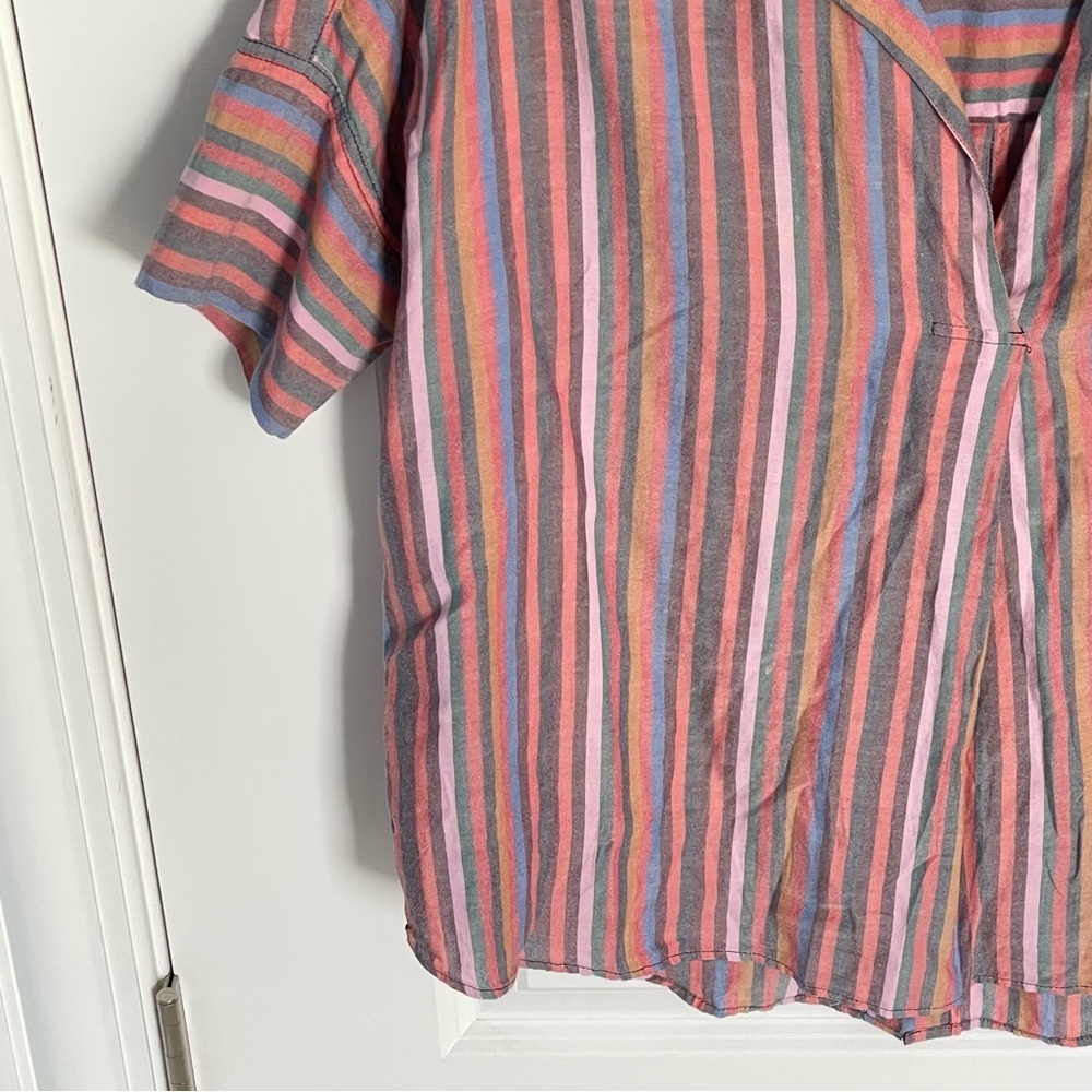 Madewell Courier Rainbow Striped Cotton Button Back Shirt Top - 35837 - Picture 2 of 11